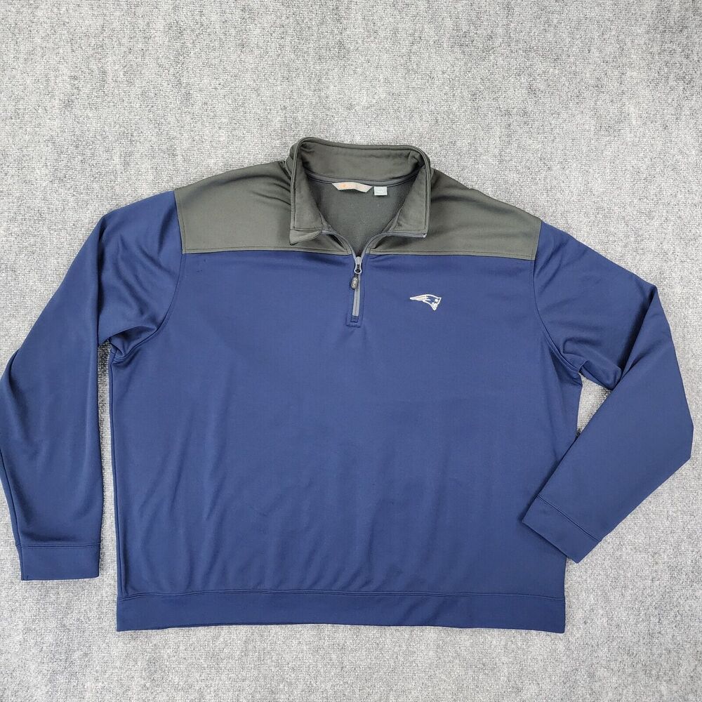 New England Patriots Sweatshirt Mens XXXL Blue Gray 1/4 Zip CBUK Fleece Pullover